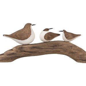 Clayre & Eef 6H2340 Décoration Oiseaux 35x5x12 cm Marron Blanc