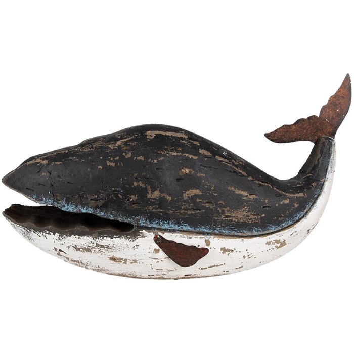 Clayre & Eef 6H2349 Déco Baleine 36x15x23 cm noir blanc