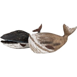 Clayre & Eef 6H2349 Déco Baleine 36x15x23 cm noir blanc