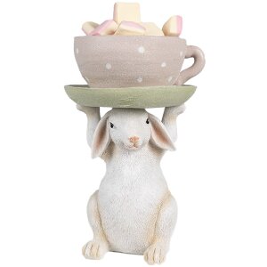 Clayre & Eef 6PR3998 Lapin décoratif 15x14x24 cm Beige Rose