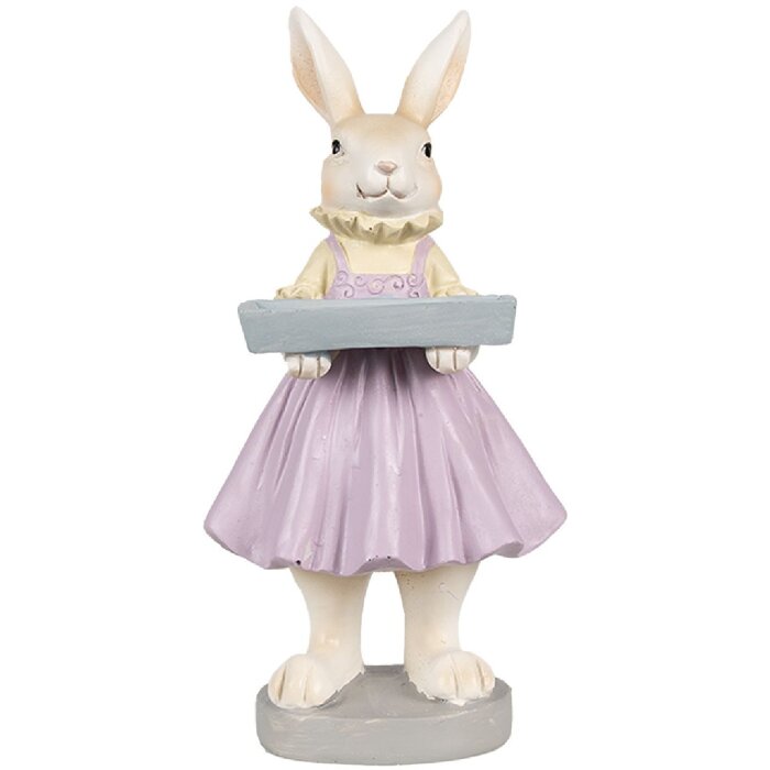 Clayre & Eef 6PR4011 Lapin déco Marron Violet 10x8x20 cm