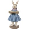 Clayre & Eef 6PR4012 Lapin décoratif 10x8x20 cm Beige Bleu