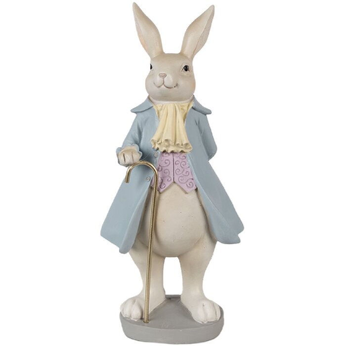 Clayre & Eef 6PR4015 Décoration Lapin 12x9x26 cm Beige Bleu