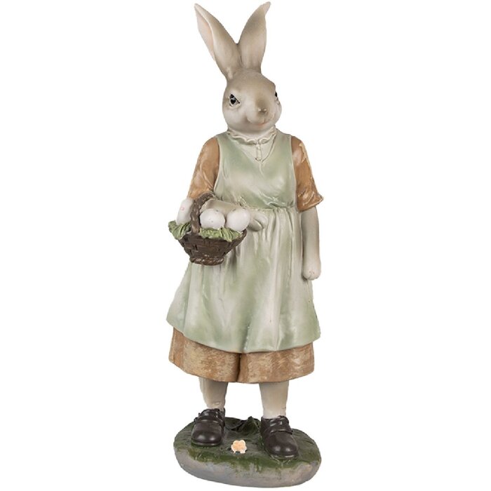 Clayre & Eef 6PR4026 Lapin décoratif brun vert 9x8x25 cm Polyrésine