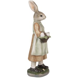 Clayre & Eef 6PR4026 Lapin décoratif brun vert 9x8x25 cm Polyrésine