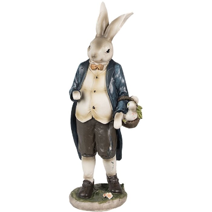 Clayre & Eef 6PR4027 Lapin décoratif brun bleu 9x7x25 cm