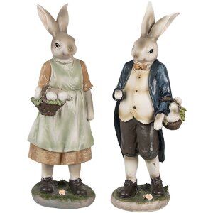 Clayre & Eef 6PR4027 Lapin décoratif brun bleu 9x7x25 cm