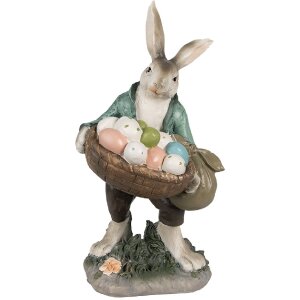 Clayre & Eef 6PR4028 Lapin décoratif 18x16x32cm brun vert