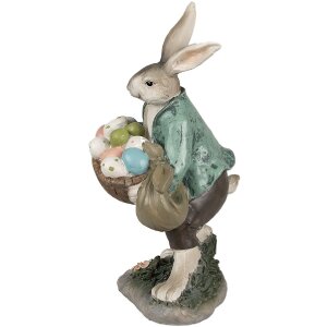 Clayre & Eef 6PR4028 Lapin décoratif 18x16x32cm brun vert