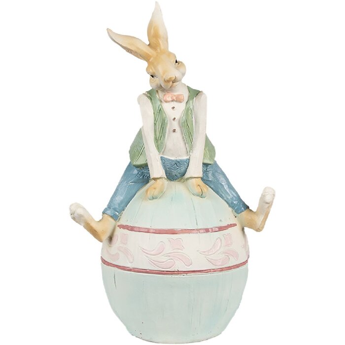 Clayre & Eef 6PR4029 Décoration Lapin brun bleu 15x12x25 cm