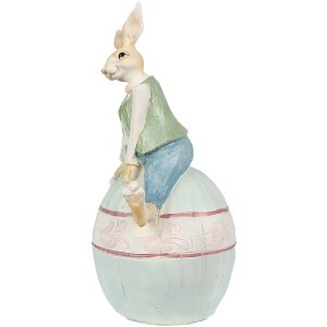 Clayre & Eef 6PR4029 Décoration Lapin brun bleu 15x12x25 cm