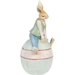 Clayre & Eef 6PR4029 Décoration Lapin brun bleu 15x12x25 cm