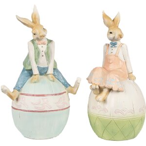 Clayre & Eef 6PR4029 Décoration Lapin brun bleu 15x12x25 cm