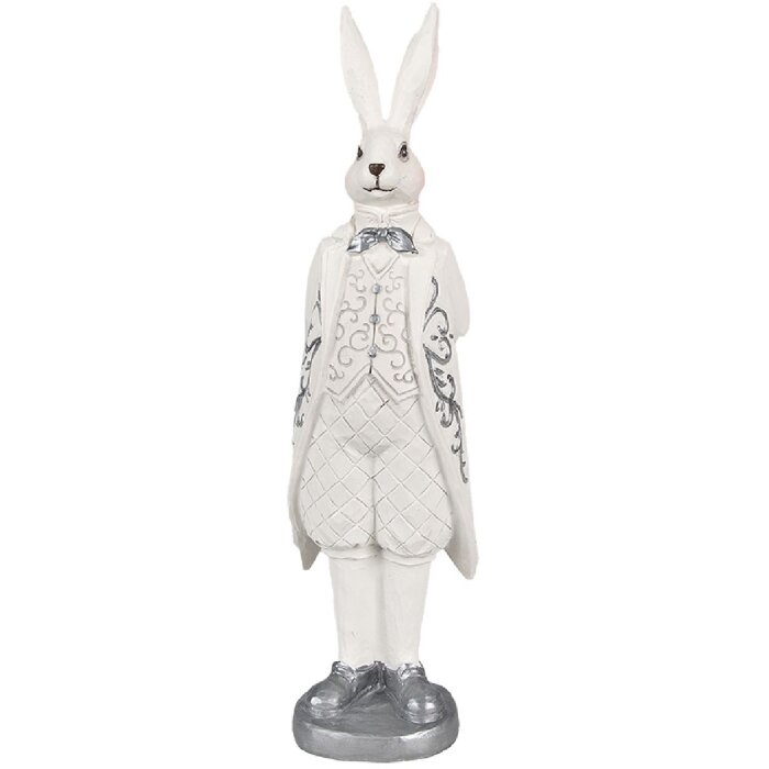 Clayre & Eef 6PR4038 Décoration Lapin blanc couleur argent 9x8x30 cm