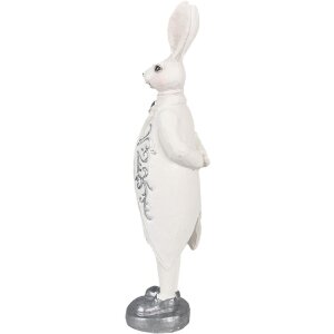 Clayre & Eef 6PR4038 Décoration Lapin blanc couleur argent 9x8x30 cm