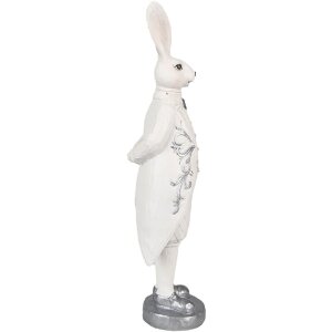 Clayre & Eef 6PR4038 Décoration Lapin blanc couleur argent 9x8x30 cm