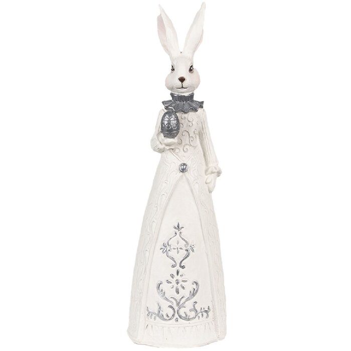 Clayre & Eef 6PR4039 Lapin décoratif blanc argenté 10x9x30 cm