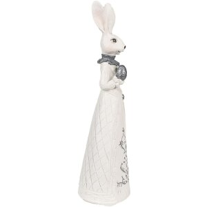 Clayre & Eef 6PR4039 Lapin décoratif blanc argenté 10x9x30 cm