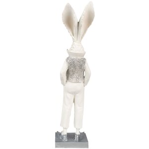 Clayre & Eef 6PR4047 Lapin décoratif blanc argenté 9x13x36 cm