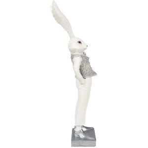 Clayre & Eef 6PR4047 Lapin décoratif blanc argenté 9x13x36 cm