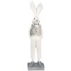 Clayre & Eef 6PR4047 Lapin décoratif blanc argenté 9x13x36 cm