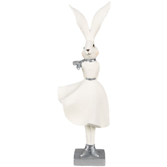 Clayre & Eef 6PR4048 Lapin décoratif blanc argenté 13x11x37 cm