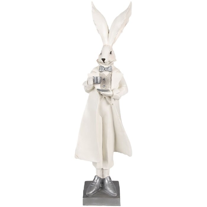 Clayre & Eef 6PR4049 Lapin décoratif blanc argenté 14x12x47 cm