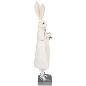 Clayre & Eef 6PR4049 Lapin décoratif blanc argenté 14x12x47 cm