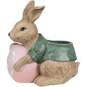 Clayre & Eef 6PR4050 Pot de fleurs lapin brun vert...