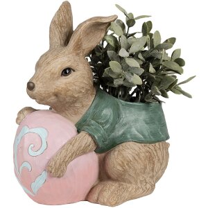 Clayre & Eef 6PR4050 Pot de fleurs lapin brun vert 27x16x30 cm