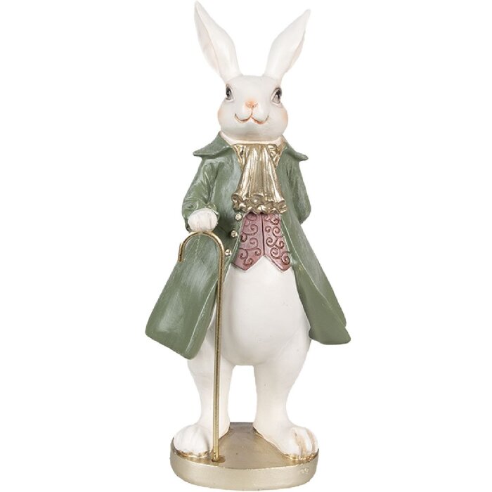 Clayre & Eef 6PR4058 Déco Lapin 12x9x26cm Beige Vert