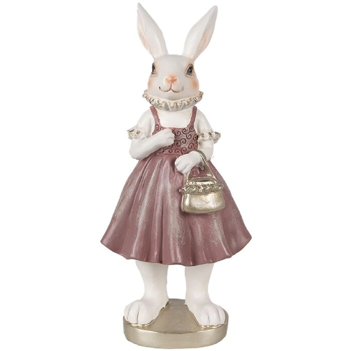 Clayre & Eef 6PR4059 Lapin décoratif blanc rose 12x10x27 cm