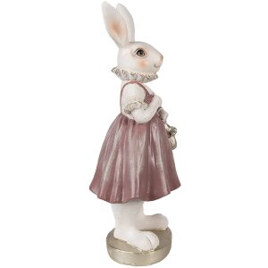 Clayre & Eef 6PR4059 Lapin décoratif blanc rose 12x10x27 cm