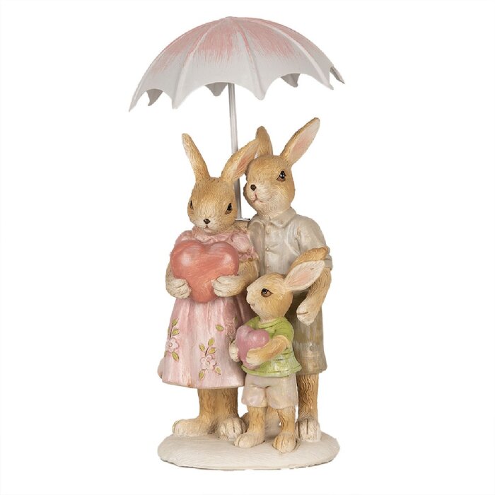 Clayre & Eef 6PR4106 Décoration Lapin brun rose 9x9x19 cm style rustique