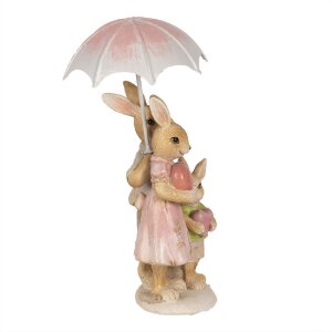 Clayre & Eef 6PR4106 Décoration Lapin brun rose 9x9x19 cm style rustique