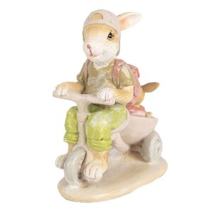 Clayre & Eef 6PR4108 Lapin sur tricycle Déco 11x6x12 cm Marron