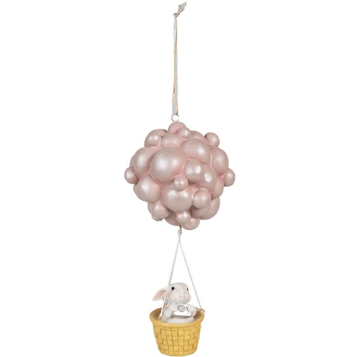 Clayre & Eef 6PR4125 Ballon à air chaud Pendentif décoratif 11x10x22cm Beige Rose