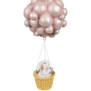 Clayre & Eef 6PR4125 Ballon à air chaud Pendentif décoratif 11x10x22cm Beige Rose