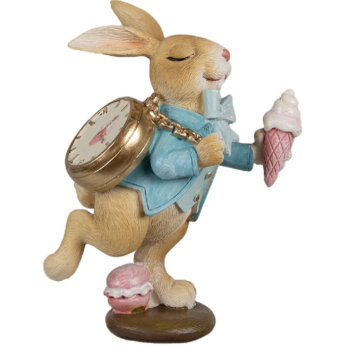 Clayre & Eef 6PR4145 Lapin décoratif brun bleu 10x6x14 cm