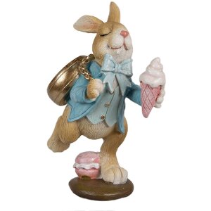 Clayre & Eef 6PR4145 Lapin décoratif brun bleu 10x6x14 cm