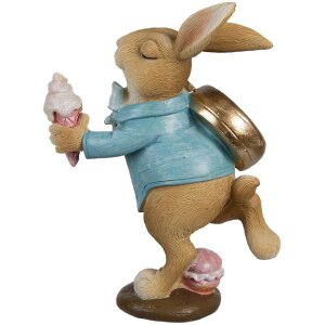 Clayre & Eef 6PR4145 Lapin décoratif brun bleu 10x6x14 cm