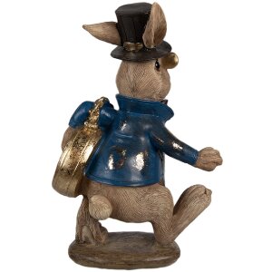 Clayre & Eef 6PR4149 Lapin décoratif 9x7x14 cm brun bleu