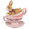 Clayre & Eef 6PR4986 Lapin décoratif dans une tasse 9x7x9 cm brun rose