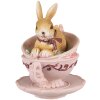 Clayre & Eef 6PR4986 Lapin décoratif dans une tasse 9x7x9 cm brun rose