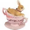 Clayre & Eef 6PR4986 Lapin décoratif dans une tasse 9x7x9 cm brun rose