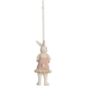 Clayre & Eef 6PR4988 Pendentif décoratif Lapin 4x4x10 cm blanc rose