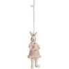 Clayre & Eef 6PR4988 Pendentif décoratif Lapin 4x4x10 cm blanc rose