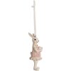 Clayre & Eef 6PR4988 Pendentif décoratif Lapin 4x4x10 cm blanc rose