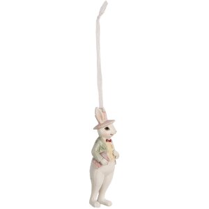 Clayre & Eef 6PR4989 Pendentif décoratif Lapin 4x4x10 cm blanc vert