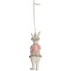 Clayre & Eef 6PR4990 Suspension Lapin blanc rose Déco 4x4x10 cm